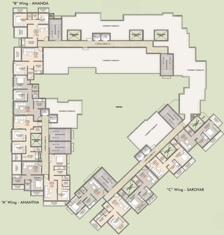  amulyam Wing A, Wing B And Wing CCluster Plan for 6th Floor