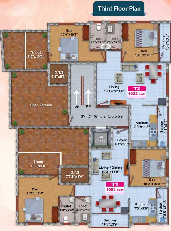  kaveri gardenia Kaveri Gardenia Cluster Plan for 3rd Floor