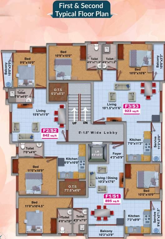  kaveri gardenia Kaveri Gardenia Cluster Plan from 1st to 2nd Floor