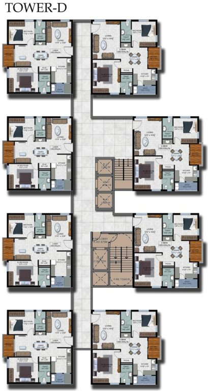  555 Tower D Typical Cluster Plan