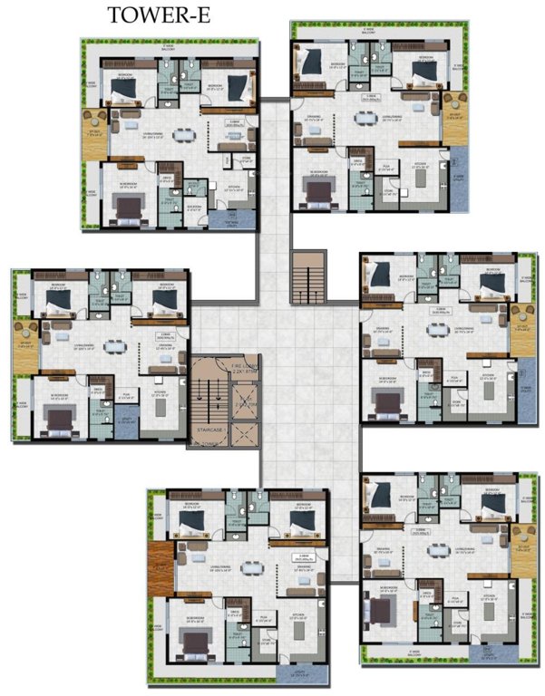  555 Tower E Typical Cluster Plan