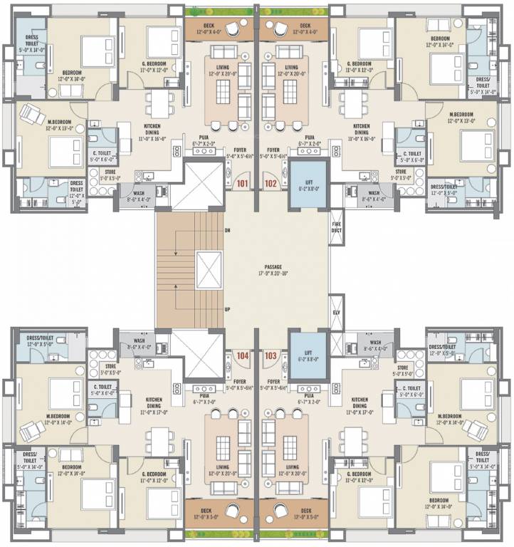  hebitat Block A And Block M Cluster Plan from 1st to 13th Floor