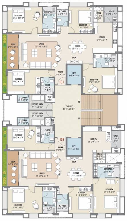  hebitat Block L Cluster Plan from 1st to 13th Floor