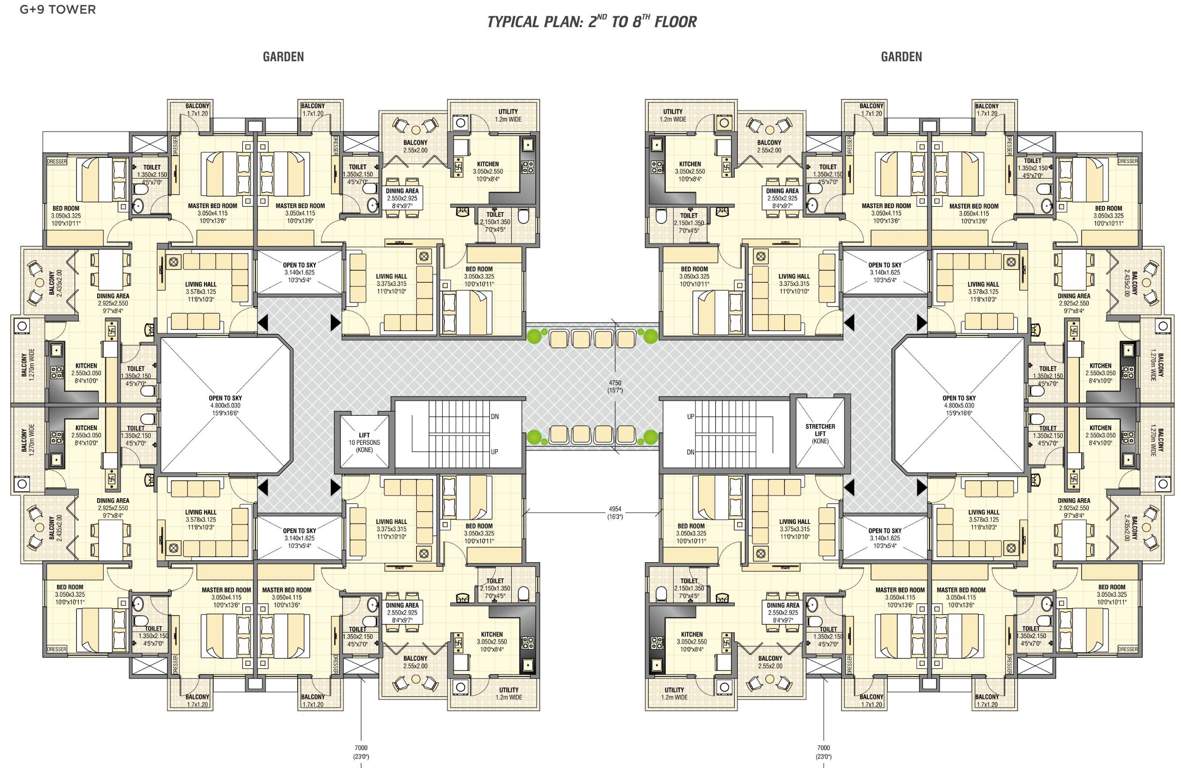  himalaya sunshine Tulip Cluster Plan from 2nd to 8th Floor