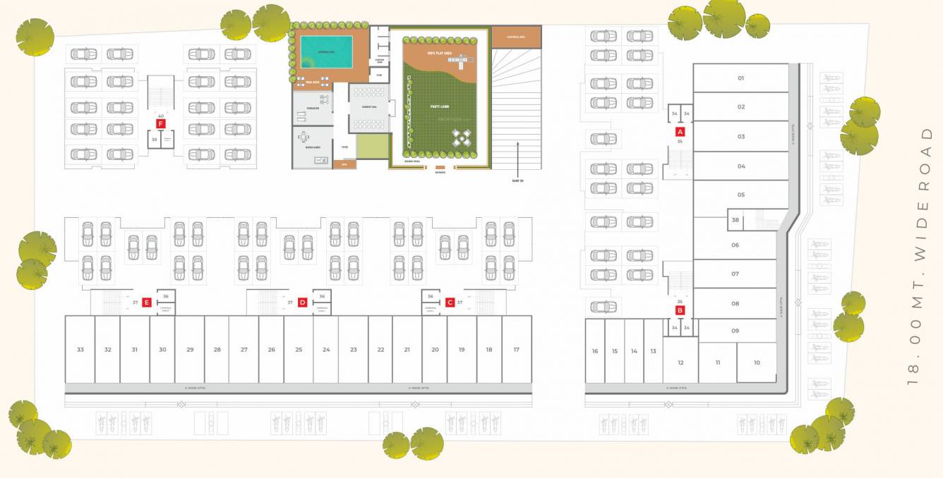  siddheshwar pride A To E Ground Floor Cluster Plan