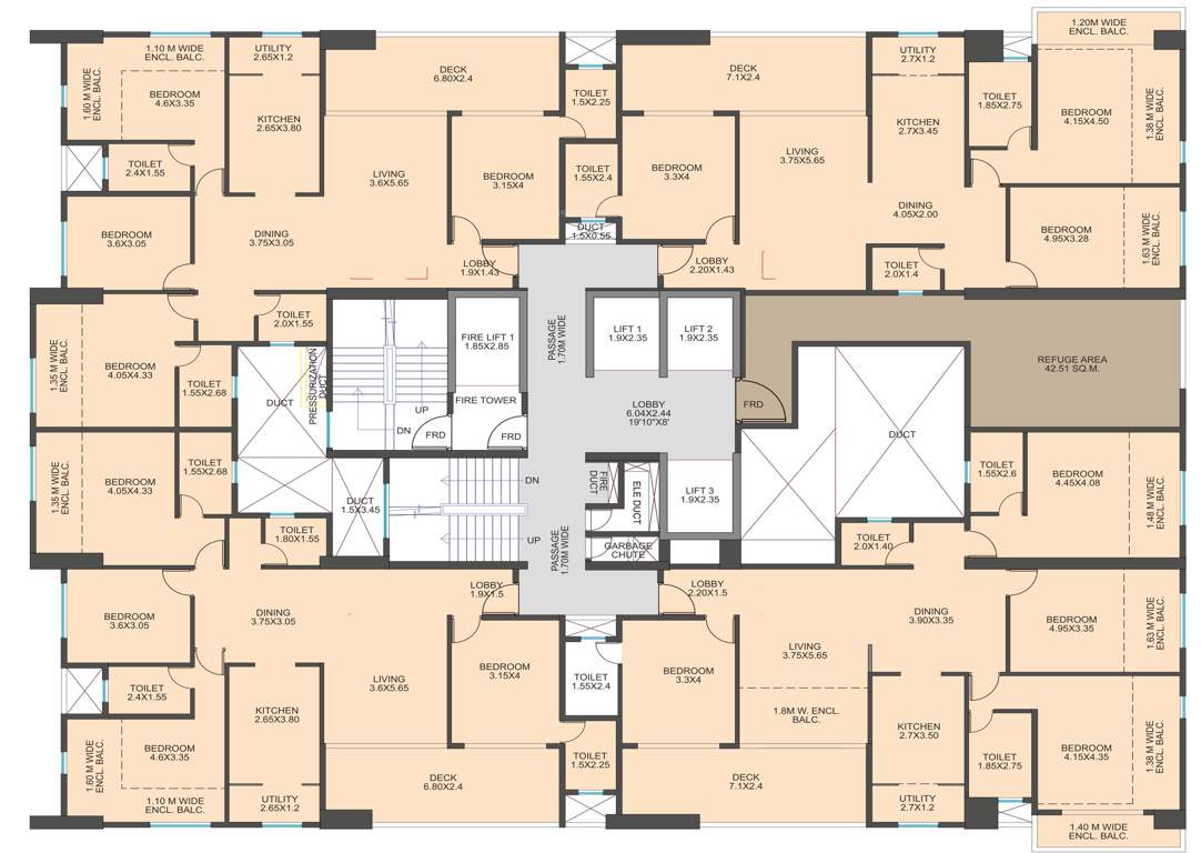  erandwane central building b2 phase 3 Building B2 Residential Cluster Plan For 2nd, 7th, 12th, 17th And 22nd Floor 