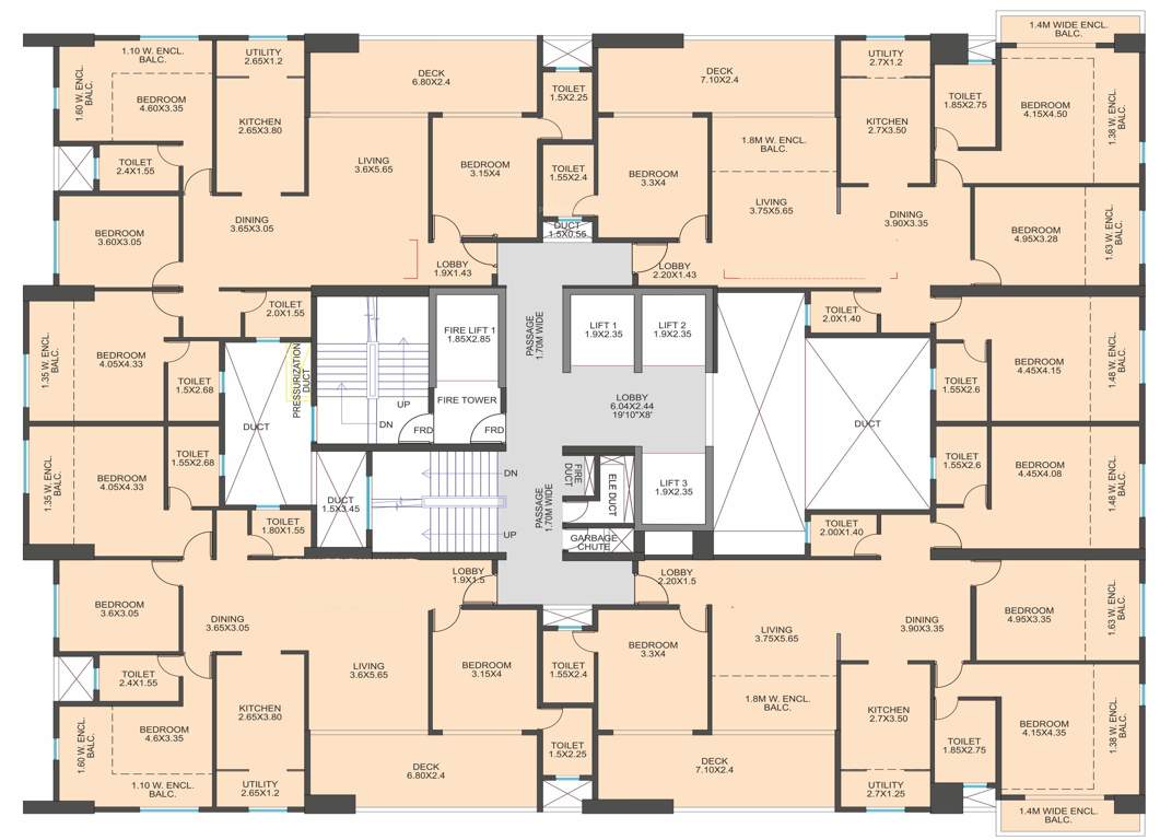  erandwane central building b2 phase 3 Building B2 Residential Cluster Plan From 1st To 25th Floor Except 2nd, 7th , 12th, 17th And 22nd Floor