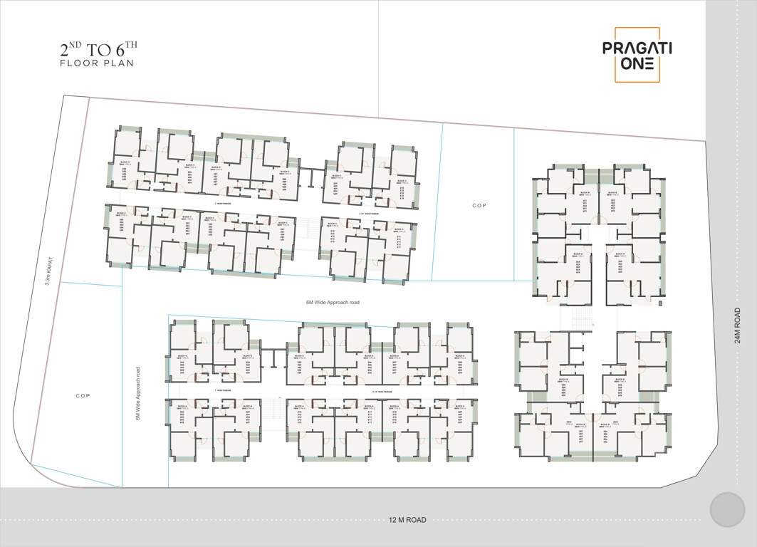  pragati one A, B And C Wing Cluster Plan From 2nd To 6th Floor