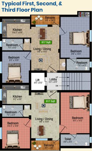  vistarini Vistarini Cluster Plan from 1st to 3rd Floor