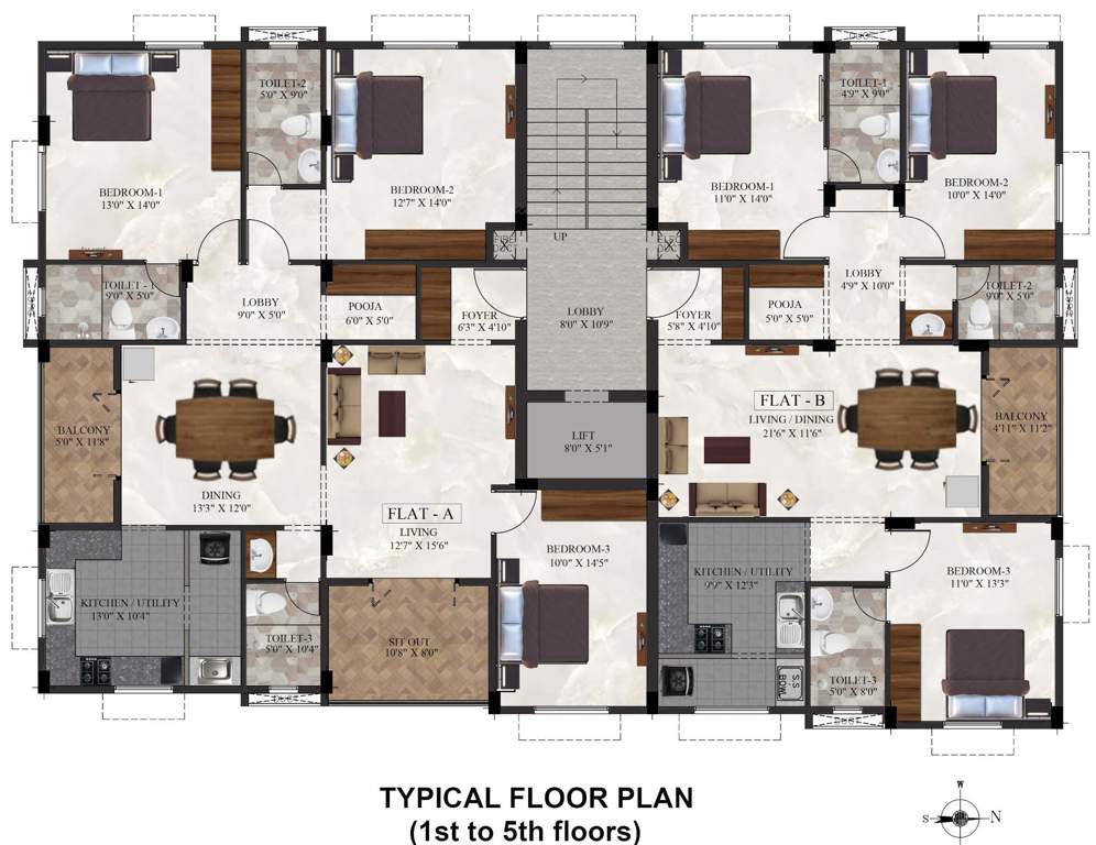  kalpataru Kalpataru Cluster Plan from 1st to 5th Floor