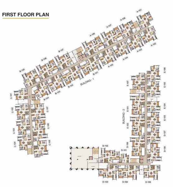  aquene Block A, B, C, D, And E Cluster Plan for 1st Floor
