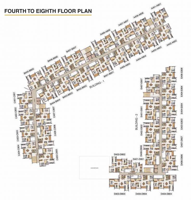  aquene Block A, B, C, D, And E Cluster Plan from 4th to 8th Floor