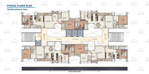  sai-suncity-phase-1 Vega And Carina Cluster Plan For Typical Floor