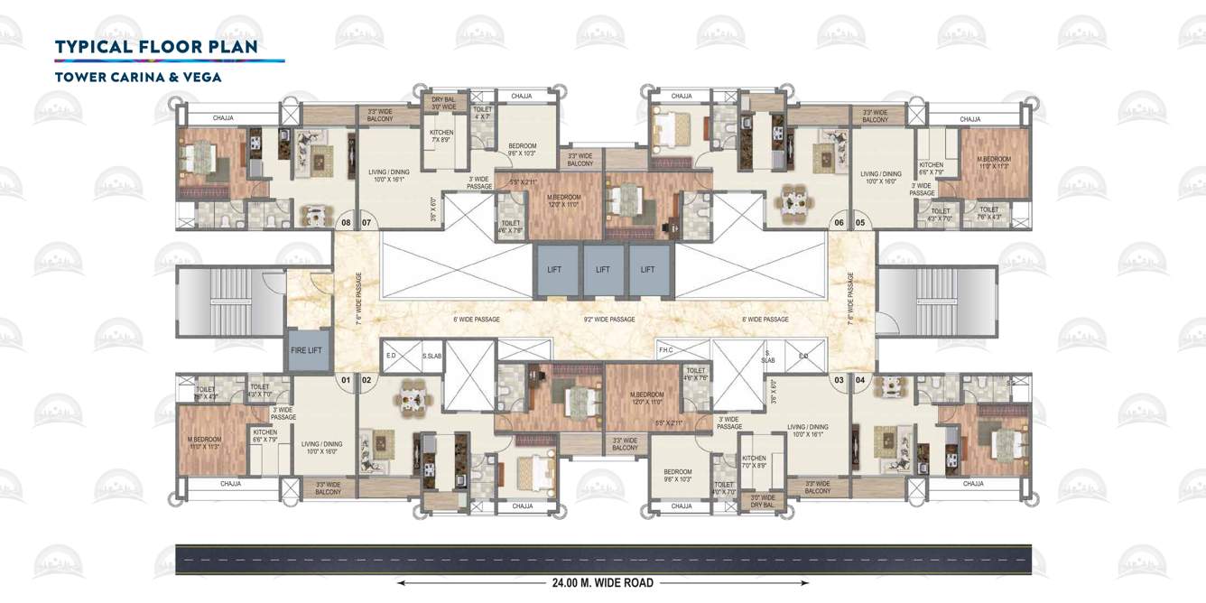  sai suncity phase 1 Vega And Carina Cluster Plan For Typical Floor