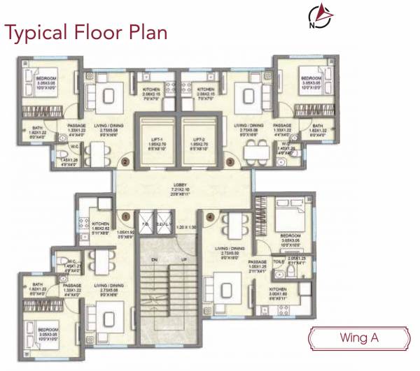  heights Wing A Typical Cluster Plan