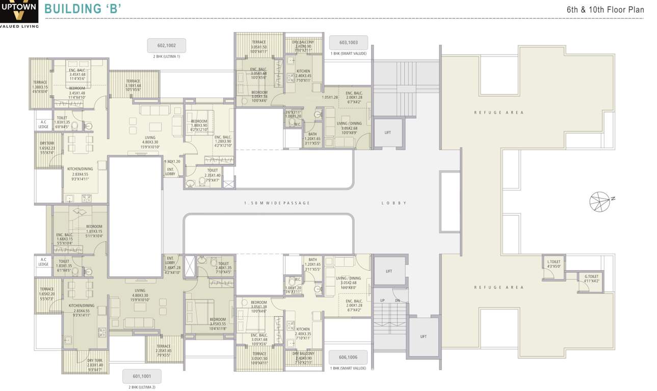  v uptown V Uptown B Wing Cluster Plan from 6th And 10th Floor