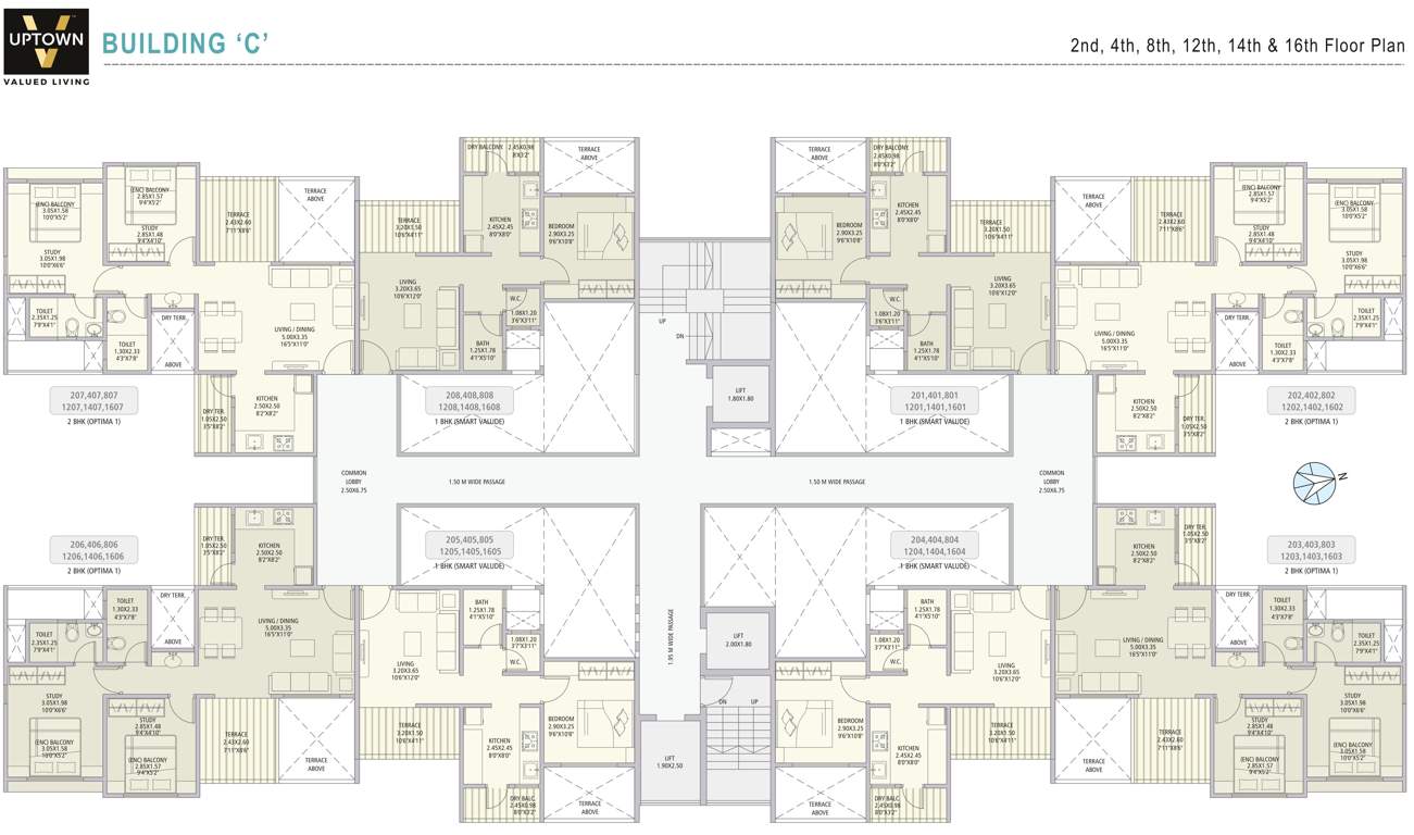  v uptown V Uptown C Wing Cluster Plan from 2nd, 4rth, 8th, 12th, 14th And 16th Floor