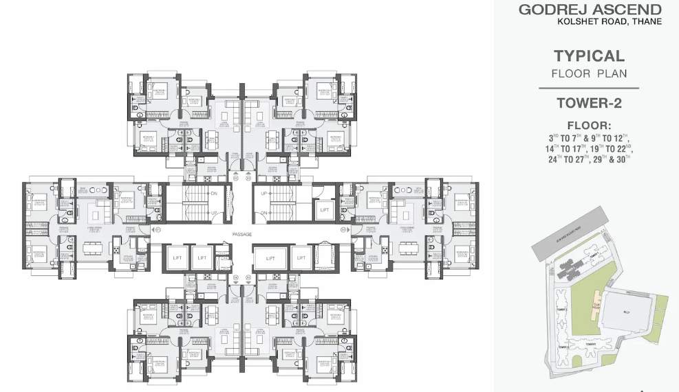 ascend phase 1 Tower 2 Cluster Plan from 3rd 7th,9th 12th,14th 17th,19th 22nd,24th 27th,29th & 30th Floor