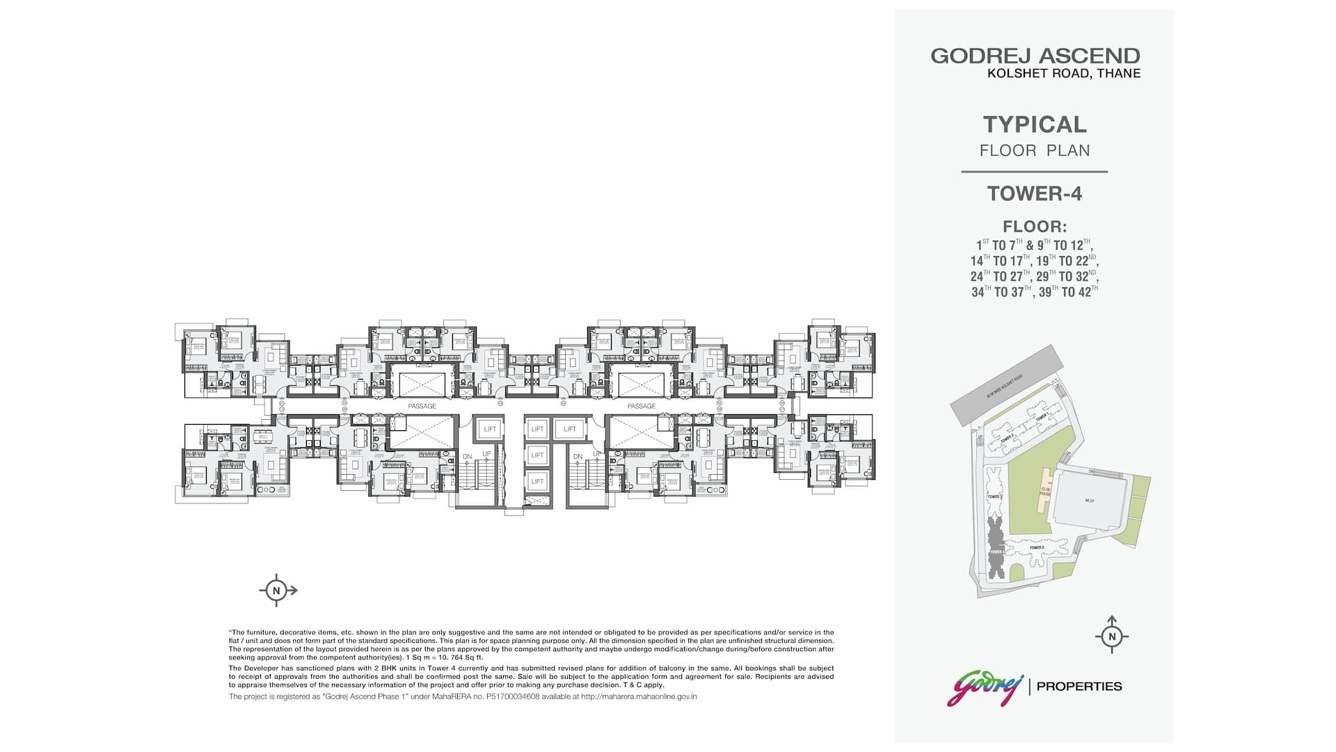 ascend phase 1 Tower 4 Cluster Plan from 1st 7th,9th 12th,14th 17th,19th 22nd,24th 27th,29th 32nd,34th 37th,39th 42nd Floor