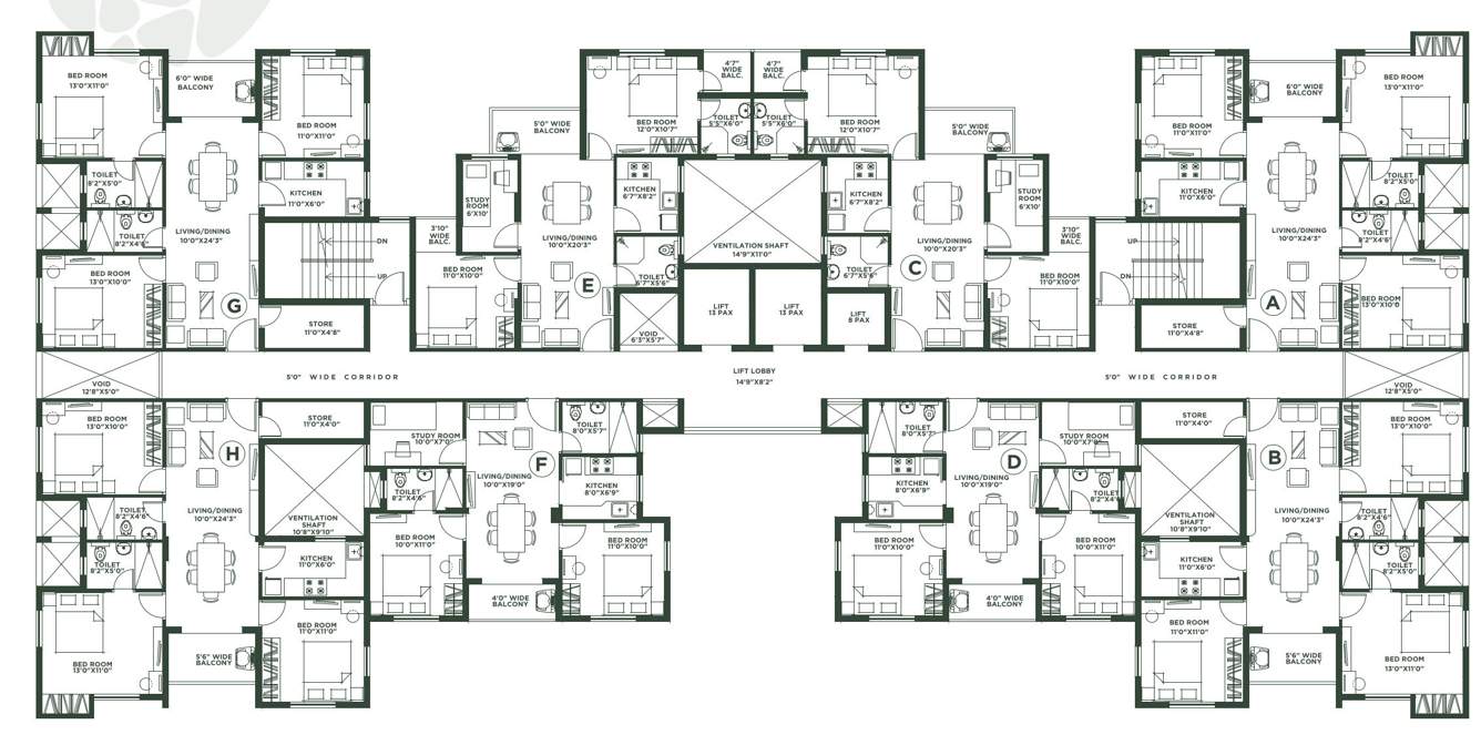  aparajita sports city Aparajita Sports City Cluster Plan from 2nd to 12th Floor