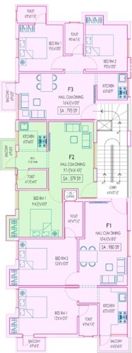  evergreen-apartments Block A And B Cluster Plan For 1st Floor