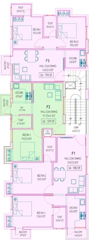  evergreen apartments Block A And B Cluster Plan For 1st Floor