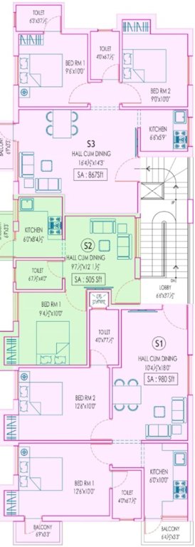  evergreen apartments Block A And B Cluster Plan For 2nd Floor