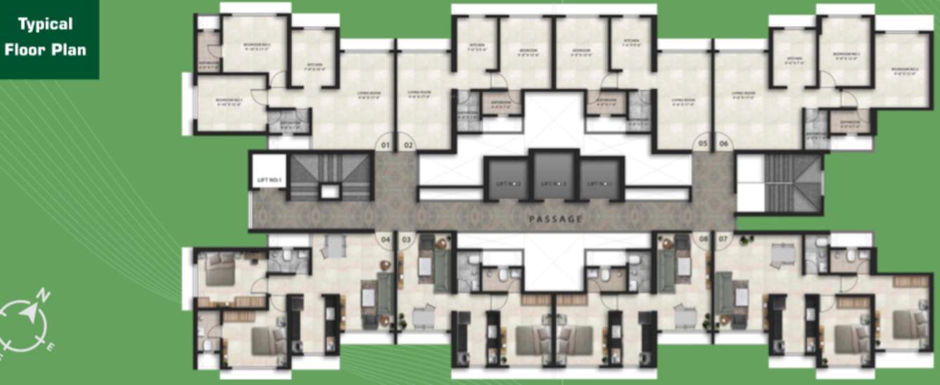  walchand paradise Walchand Paradise Building No 1 Cluster Plan from 1st to 17th Floor