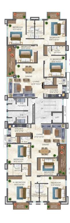 sapphire Utkal Sapphire Cluster Plan from 1st to 5th Floor