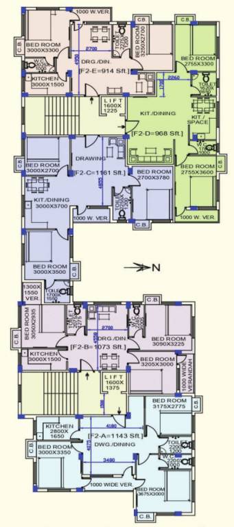  moni banyan Phase I Cluster Plan from 2nd to 4th Floor