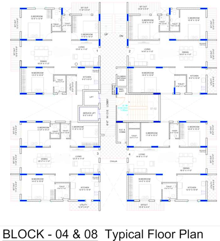  hillton classic mega gated community Block 4th And 8th Typical Cluster Plan