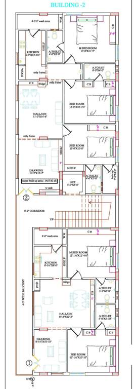  venkataramana padmavathi apartments Building 1 And Building 2 Cluster Plan for 5th Floor