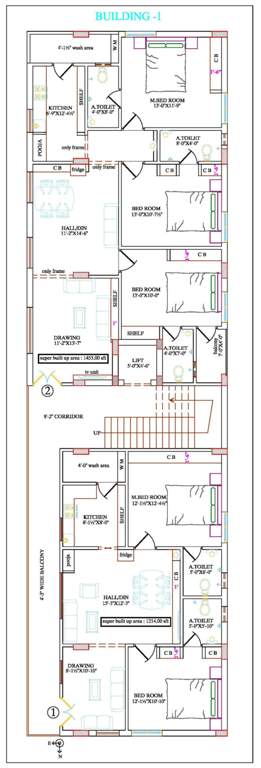  venkataramana padmavathi apartments Building 1 And Building 2 Cluster Plan from 1st to 5th Floor