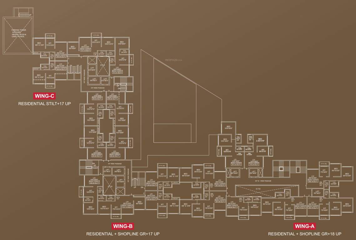  shree krishna bhoomi Building No 1 Wing A B And C Cluster Plan From 3rd To 18th Floor