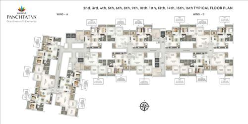  panchtatva Wing A,B Cluster Plan from 1st to 16th Floor