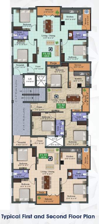  sri sakthi sai flats Sri Sakthi Sai Flats Cluster Plan From 1st To 2nd Floor