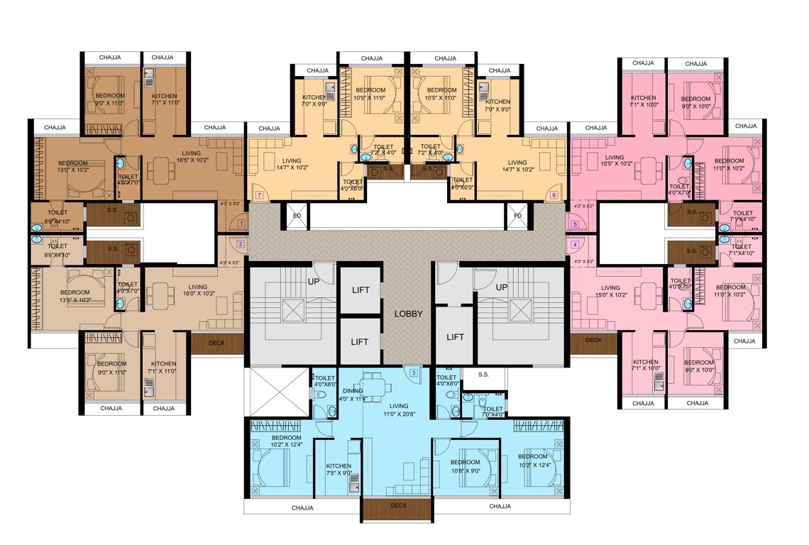  peace of mind Block A Cluster Plan For Typical Floor