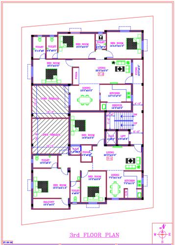  sai-varalakshmi-flats Sai Varalakshmi Flats Cluster Plan for 3rd Floor