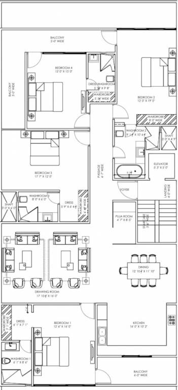  home luxury floors 2 Floors 2 Cluster Plan For Typical Floor