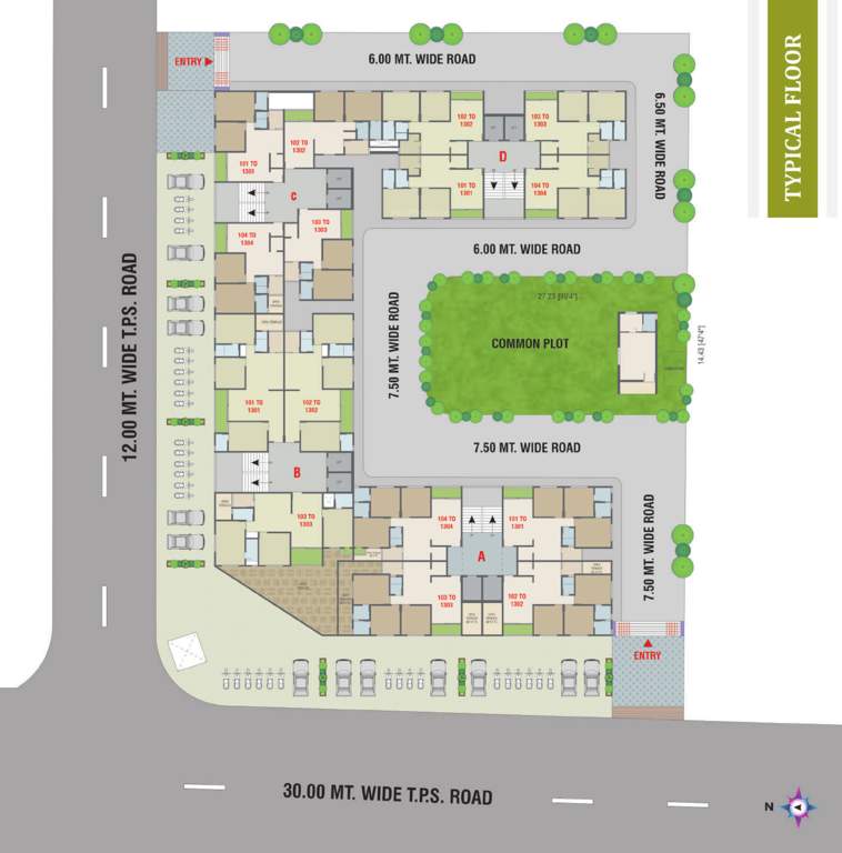  pratishtha icon Block A, B, C & D Cluster Plan from 1st to 13th Floor