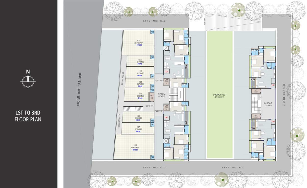  vincitore sky Block A And B Cluster Plan From 1st To 3rd Floor