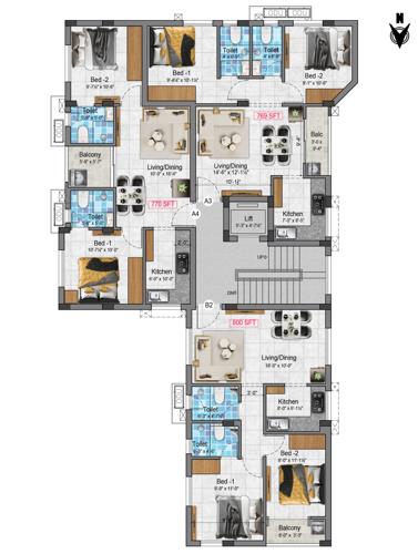  balaji-homes Sivarams Balaji Homes Cluster Plan For 2nd, 3rd & 5th Floor