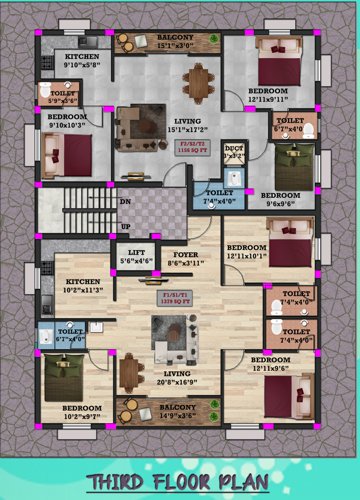 shwarayam-flats Shwarayam Flats Cluster Plan for 3rd Floor