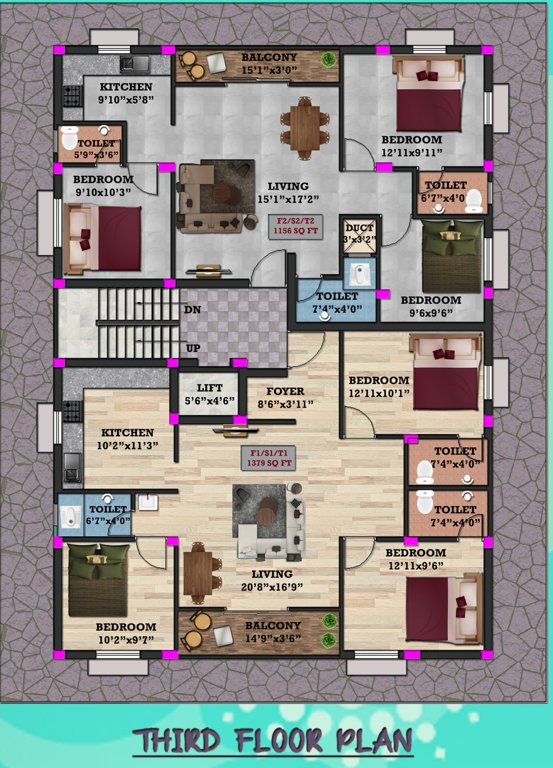  shwarayam flats Shwarayam Flats Cluster Plan for 3rd Floor