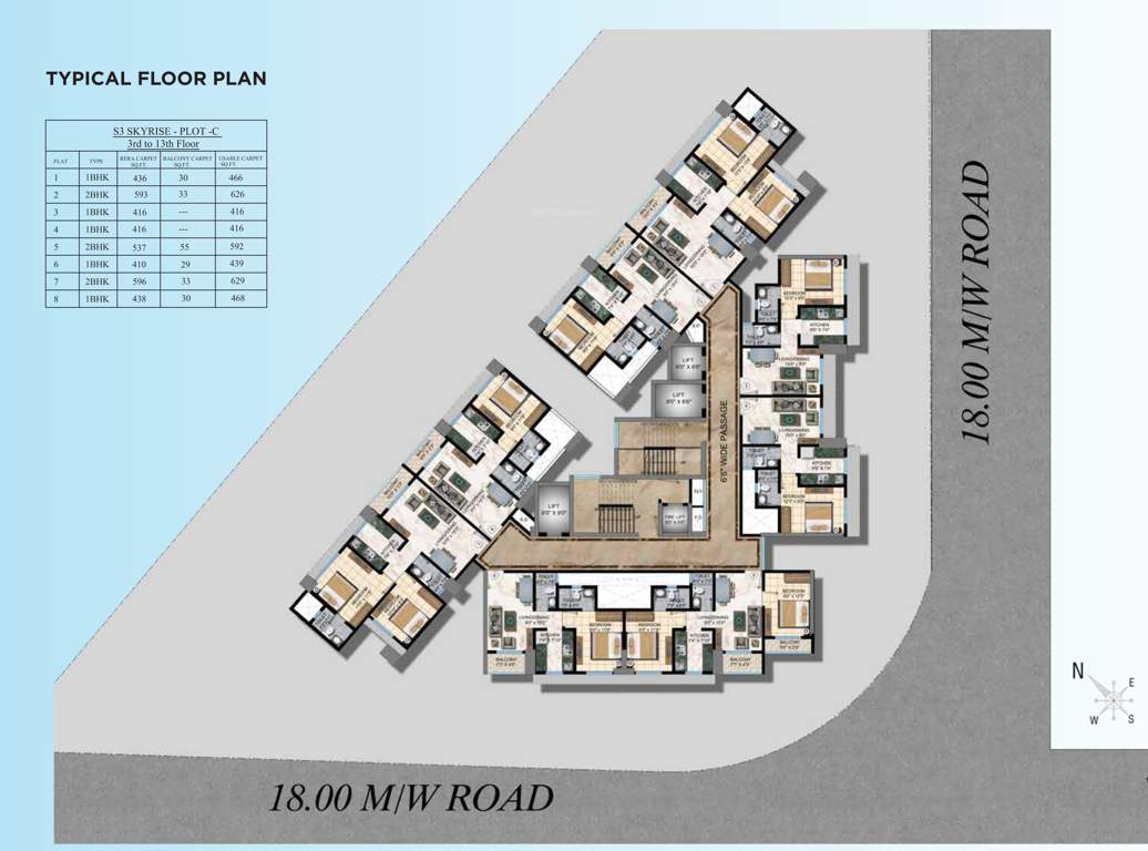 s3 skyrise Skyrise Cluster Plan from 3rd to 13th Floor