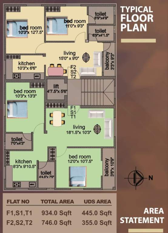  sai sundharam flats Sai Sundharam Flats Cluster Plan For Typical Floor