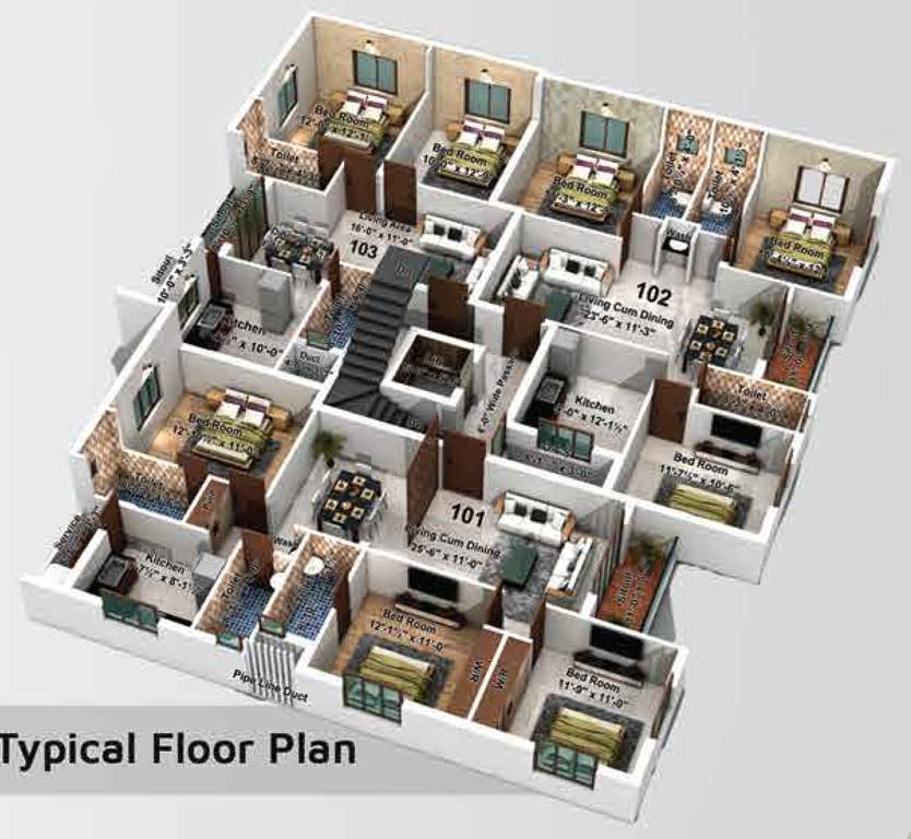 meera s floral SCC Meera s Floral Typical Cluster Plan