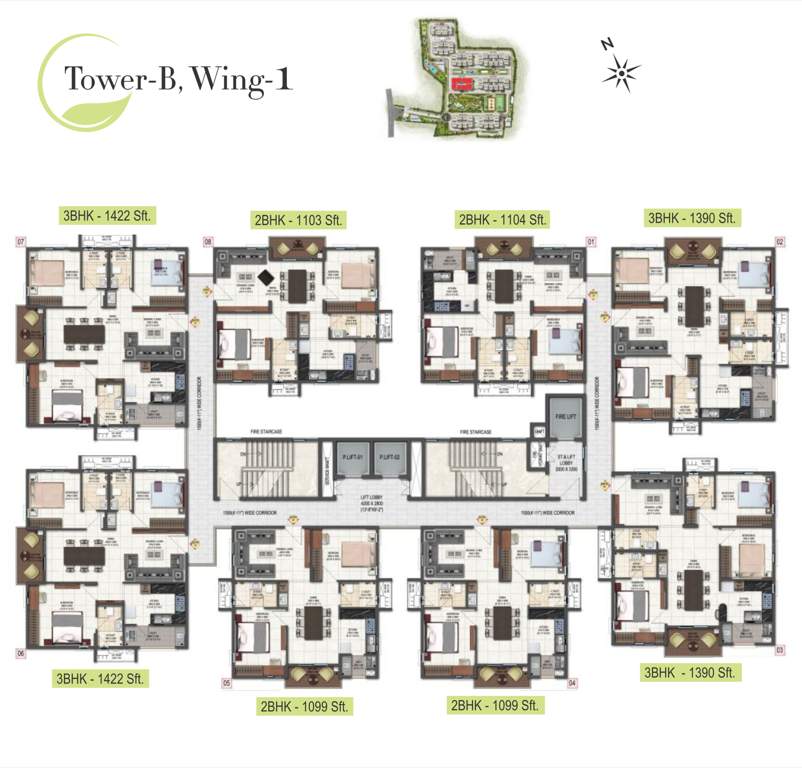  highland greenz Block B Wing 1 Typical Cluster Plan