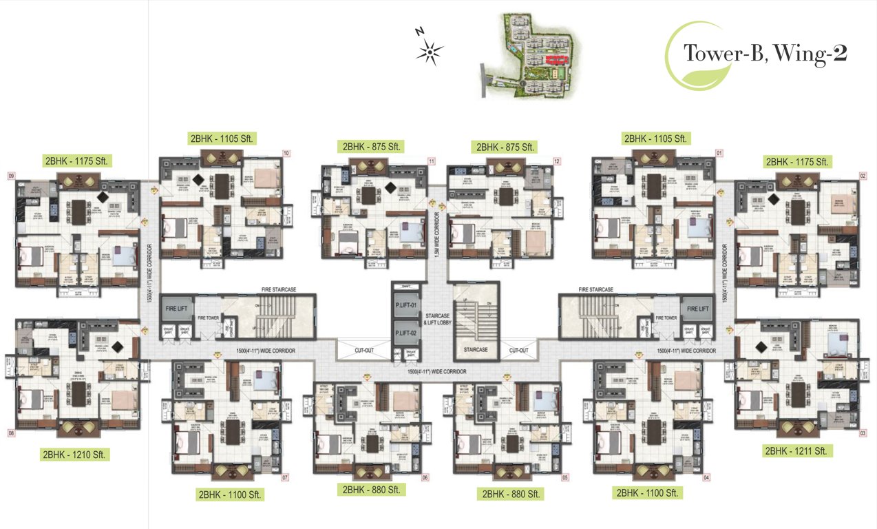  highland greenz Block B Wing 2 Typical Cluster Plan