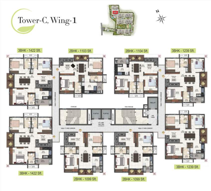  highland greenz Block C Wing 1 Typical Cluster Plan